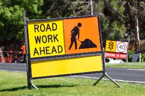 Road work sign