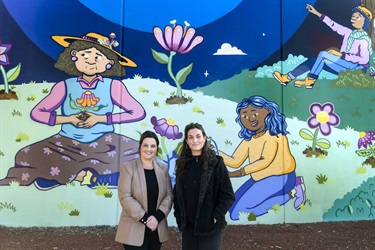 Mural with Mayor Lara Carli and artist Candela Alconada