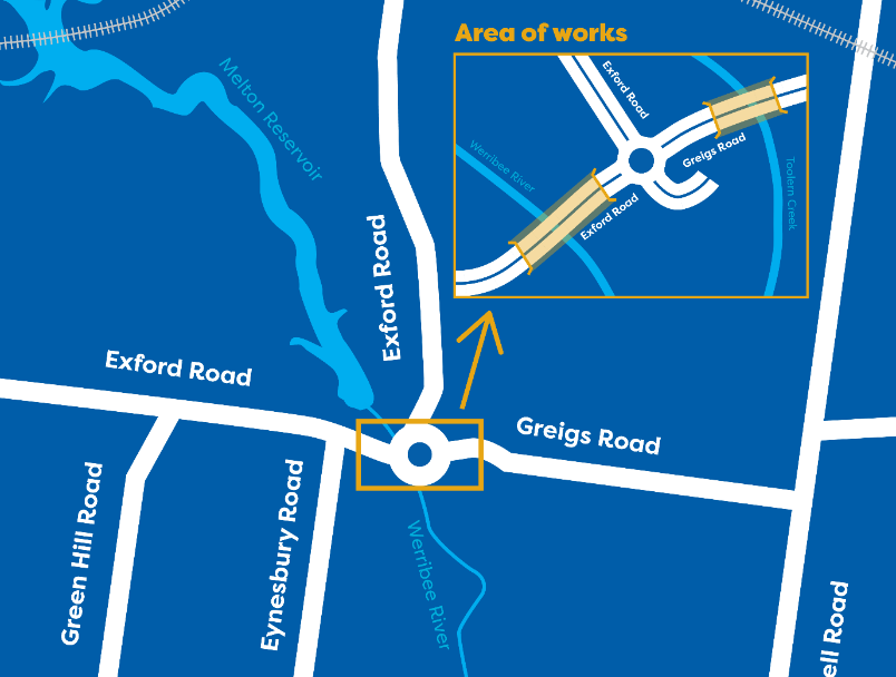 Exford Road and Greigs Road Intersection Upgrade full map.png