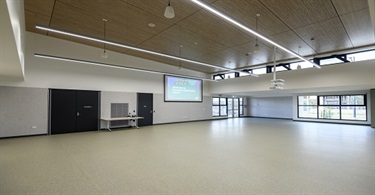 Community Rooms 1 and 2 with the operable wall open full space