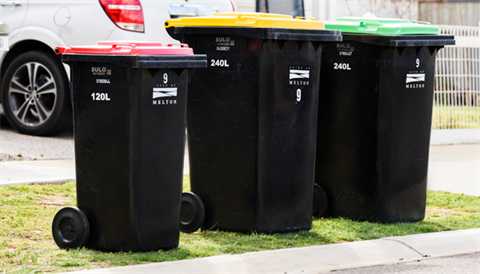 kerbside bins out for collection