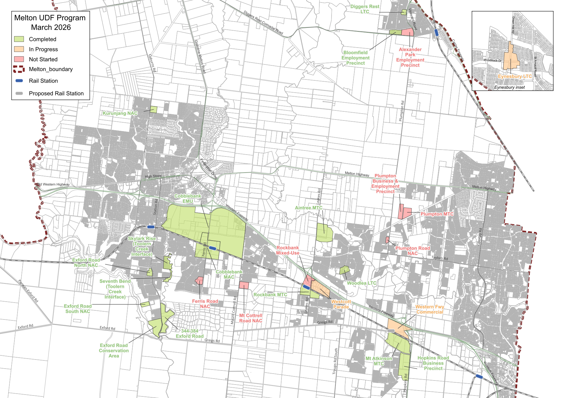 Map of UDF locations across Melton