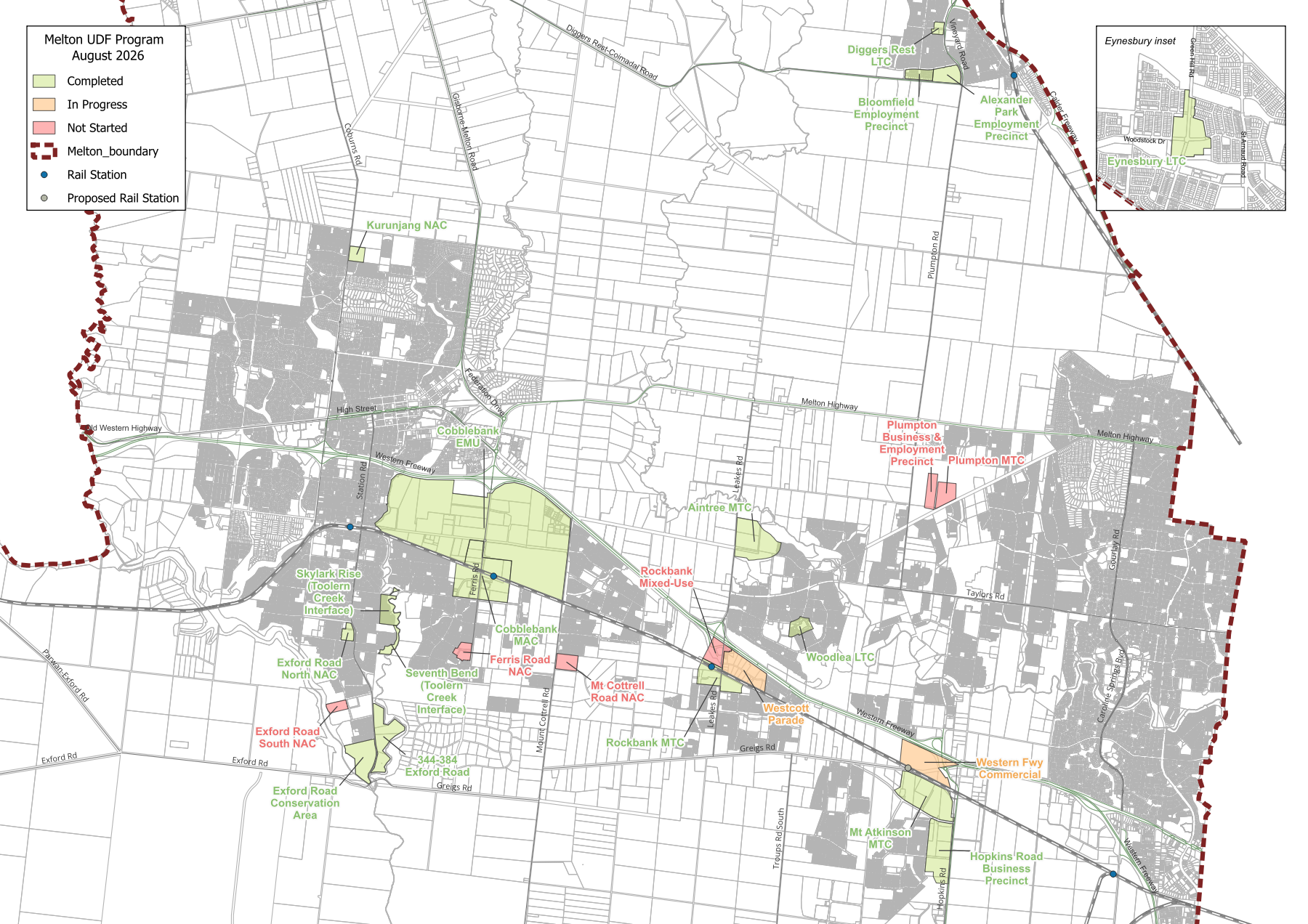 Map of UDF locations across the City of Melton
